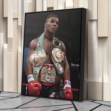 Load image into Gallery viewer, Mike Tyson Canvas – Boxing Champion with Belts Wall Art Home Decor