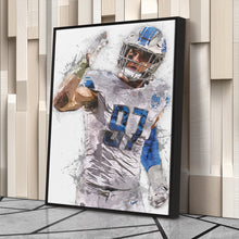 Load image into Gallery viewer, Aidan Hutchinson Canvas Art – Detroit Lions Wall Decor