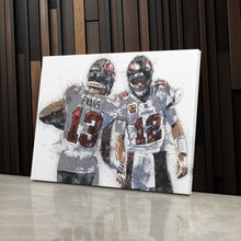 Load image into Gallery viewer, Mike Evans & Tom Brady Canvas Art – Tampa Bay Buccaneers Wall Decor