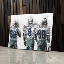 Load image into Gallery viewer, Troy Aikman, Michael Irvin & Emmitt Smith Canvas Art - Dallas Cowboys Wall Decor