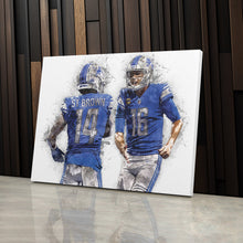 Load image into Gallery viewer, Jared Goff & Amon-Ra St. Brown Canvas Art – Detroit Lions Wall Decor