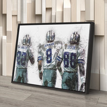 Load image into Gallery viewer, Troy Aikman, Michael Irvin & Emmitt Smith Canvas Art - Dallas Cowboys Wall Decor