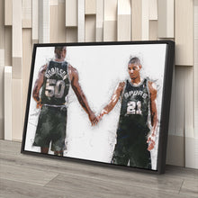 Load image into Gallery viewer, Tim Duncan & David Robinson Canvas Art – San Antonio Spurs Wall Decor