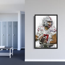 Load image into Gallery viewer, C.J. Stroud Canvas Art – Ohio State Buckeyes Wall Decor