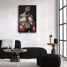 Load image into Gallery viewer, Mike Tyson Canvas – Boxing Champion with Belts Wall Art Home Decor