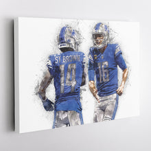 Load image into Gallery viewer, Jared Goff & Amon-Ra St. Brown Canvas Art – Detroit Lions Wall Decor