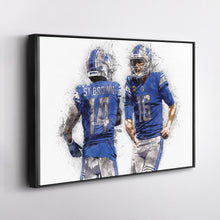 Load image into Gallery viewer, Jared Goff & Amon-Ra St. Brown Canvas Art – Detroit Lions Wall Decor