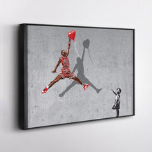 Load image into Gallery viewer, Michael Jordan Banksy Balloon Girl Canvas Art - NBA Street Art Decor