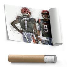 Load image into Gallery viewer, Joe Burrow & Ja'Marr Chase Canvas Art – Cincinnati Bengals Wall Decor