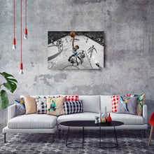 Load image into Gallery viewer, Ja Morant Canvas Art – Dunk Attempt Over Davis Wall Decor
