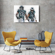 Load image into Gallery viewer, Jalen Hurts &amp; Saquon Barkley Canvas Art – Philadelphia Eagles Wall Art
