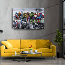 Load image into Gallery viewer, Superheroes Skyscraper Canvas – Marvel &amp; DC Wall Art for Kids
