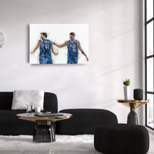 Load image into Gallery viewer, Luka Doncic &amp; Dirk Nowitzki Canvas Art – Dallas Mavericks Wall Decor
