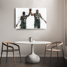Load image into Gallery viewer, Giannis Antetokounmpo &amp; Damian Lillard Canvas Art – Milwaukee Bucks Wall Decor
