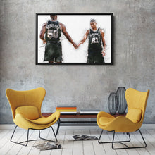 Load image into Gallery viewer, Tim Duncan &amp; David Robinson Canvas Art – San Antonio Spurs Wall Decor
