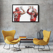 Load image into Gallery viewer, Patrick Mahomes &amp; Travis Kelce Canvas Art – Kansas City Chiefs Wall Decor
