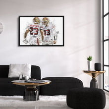 Load image into Gallery viewer, Christian McCaffrey &amp; Brock Purdy Canvas Art – San Francisco 49ers Wall Decor

