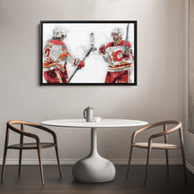 Load image into Gallery viewer, Johnny Gaudreau &amp; Elias Lindholm Canvas Art – Calgary Flames Wall Decor
