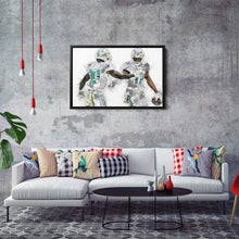 Load image into Gallery viewer, Tyreek Hill &amp; Jaylen Waddle Canvas Art – Miami Dolphins Wall Decor
