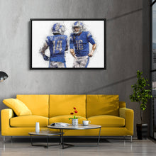 Load image into Gallery viewer, Jared Goff &amp; Amon-Ra St. Brown Canvas Art – Detroit Lions Wall Decor
