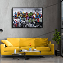 Load image into Gallery viewer, Superheroes Skyscraper Canvas – Marvel &amp; DC Wall Art for Kids
