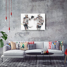 Load image into Gallery viewer, Connor McDavid &amp; Leon Draisaitl Canvas Art – Edmonton Oilers Wall Decor
