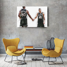 Load image into Gallery viewer, Tim Duncan &amp; David Robinson Canvas Art – San Antonio Spurs Wall Decor
