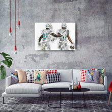 Load image into Gallery viewer, Tyreek Hill &amp; Jaylen Waddle Canvas Art – Miami Dolphins Wall Decor
