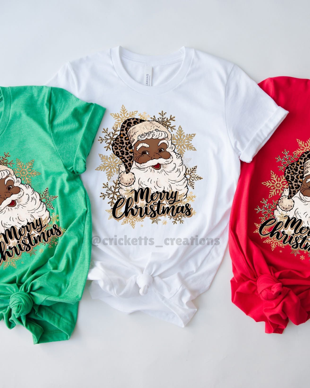 Leopard Santa “Merry Christmas” Shirt (Light Skin & Dark Skin Options)