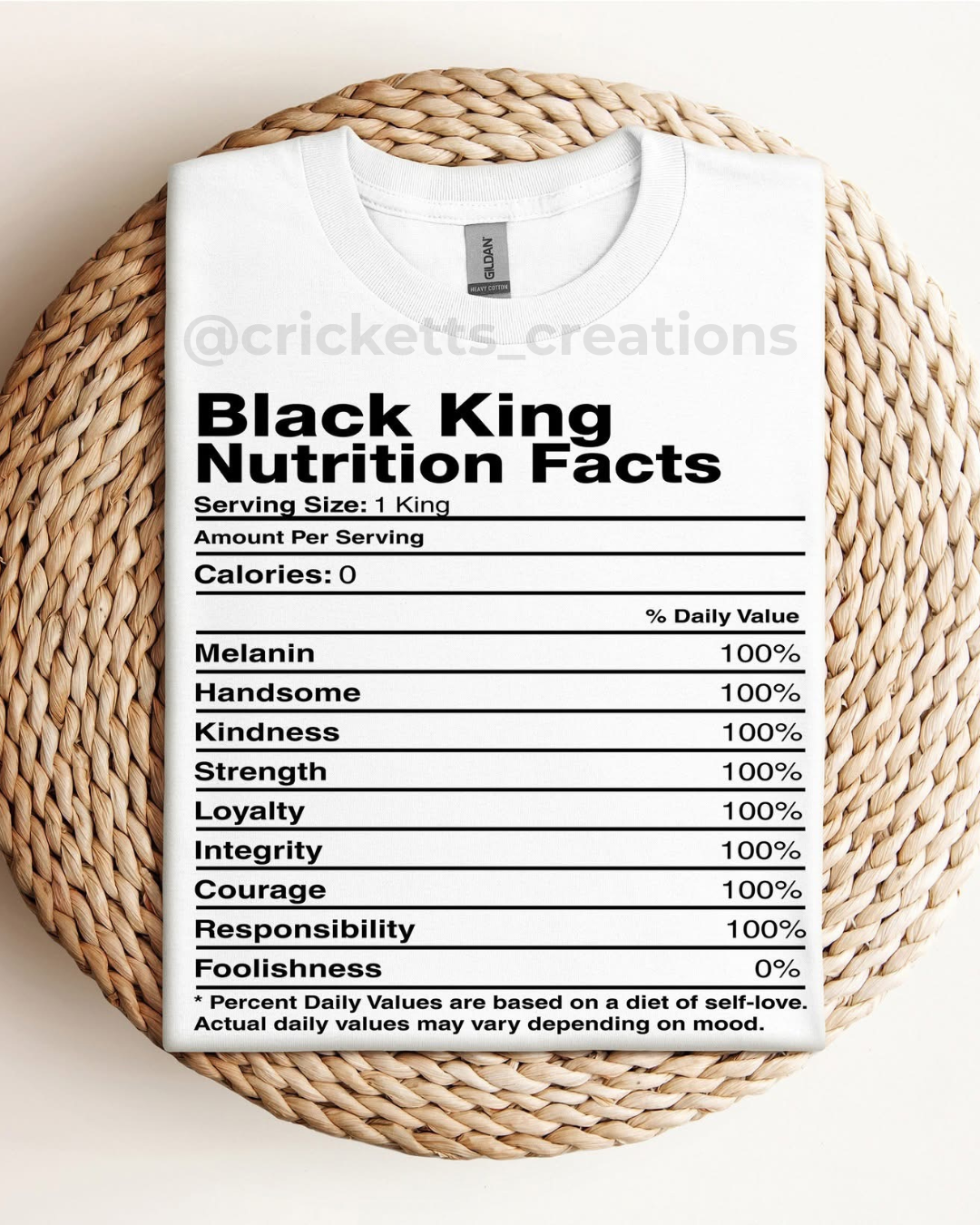 Black King Nutrition Facts T-Shirt