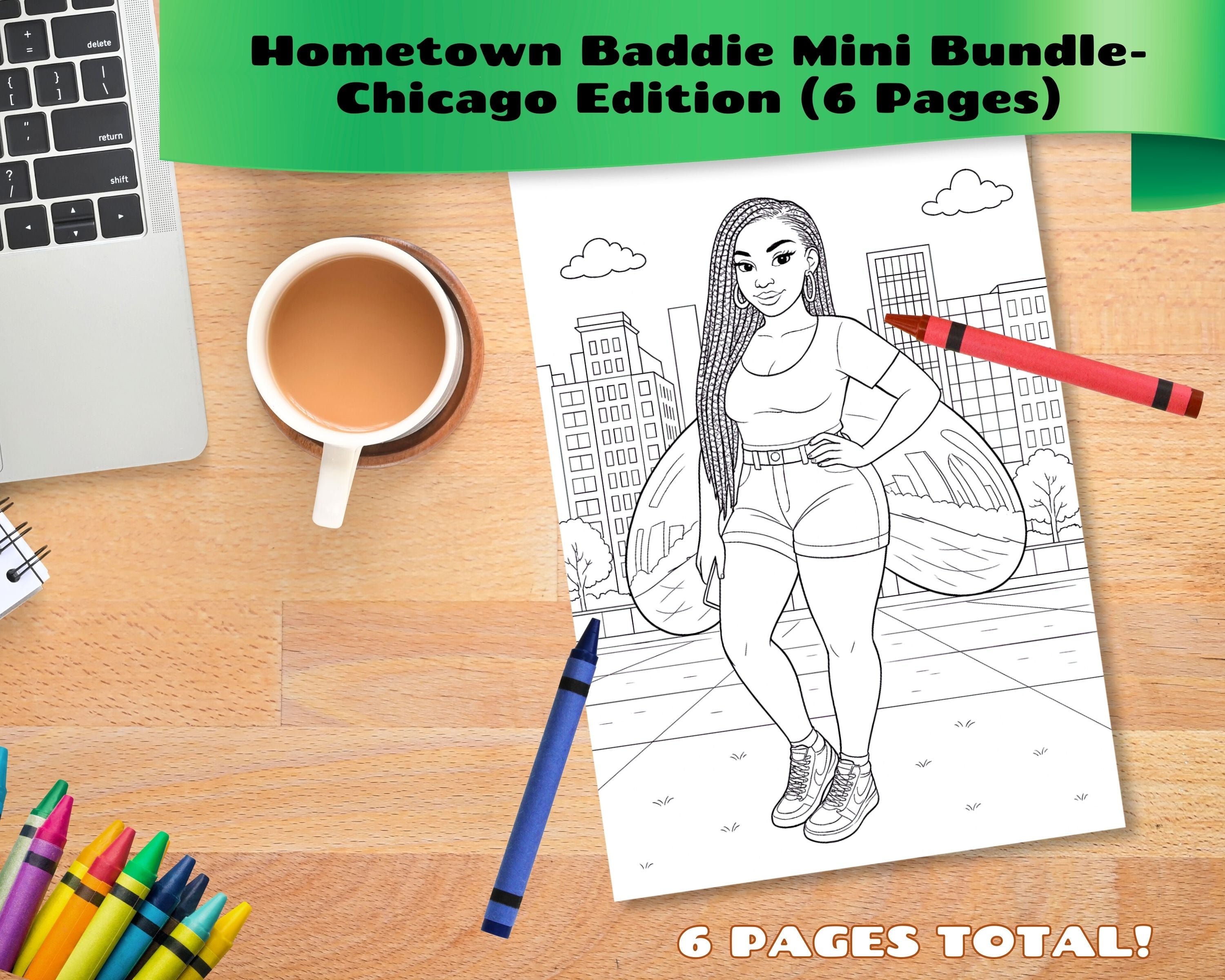 Hometown Baddie Coloring Pages-Chicago Edition (Digital Download)