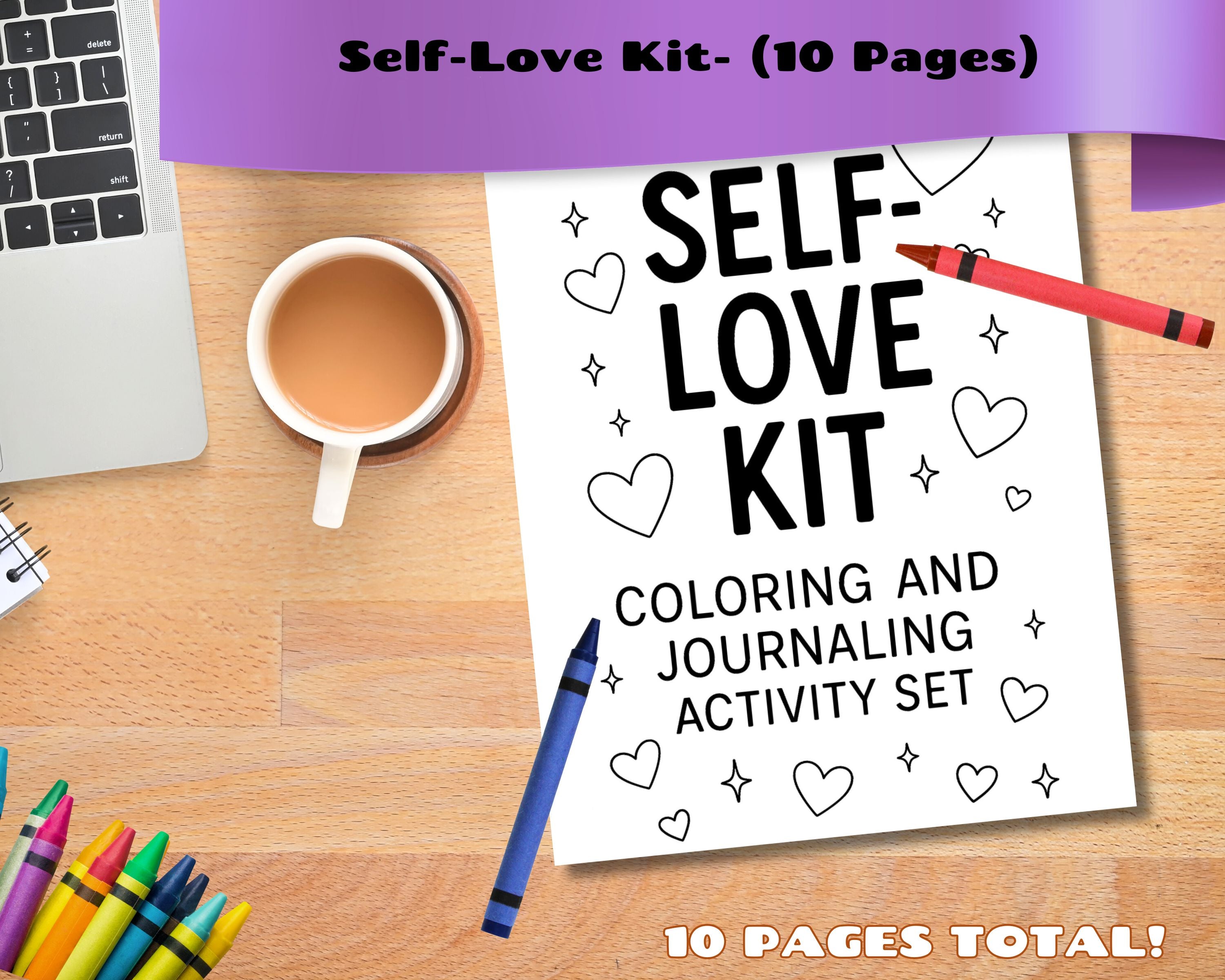 Self-Love Kit: 5 Coloring Pages and 5 Journal Prompts (Printable Digital Download)