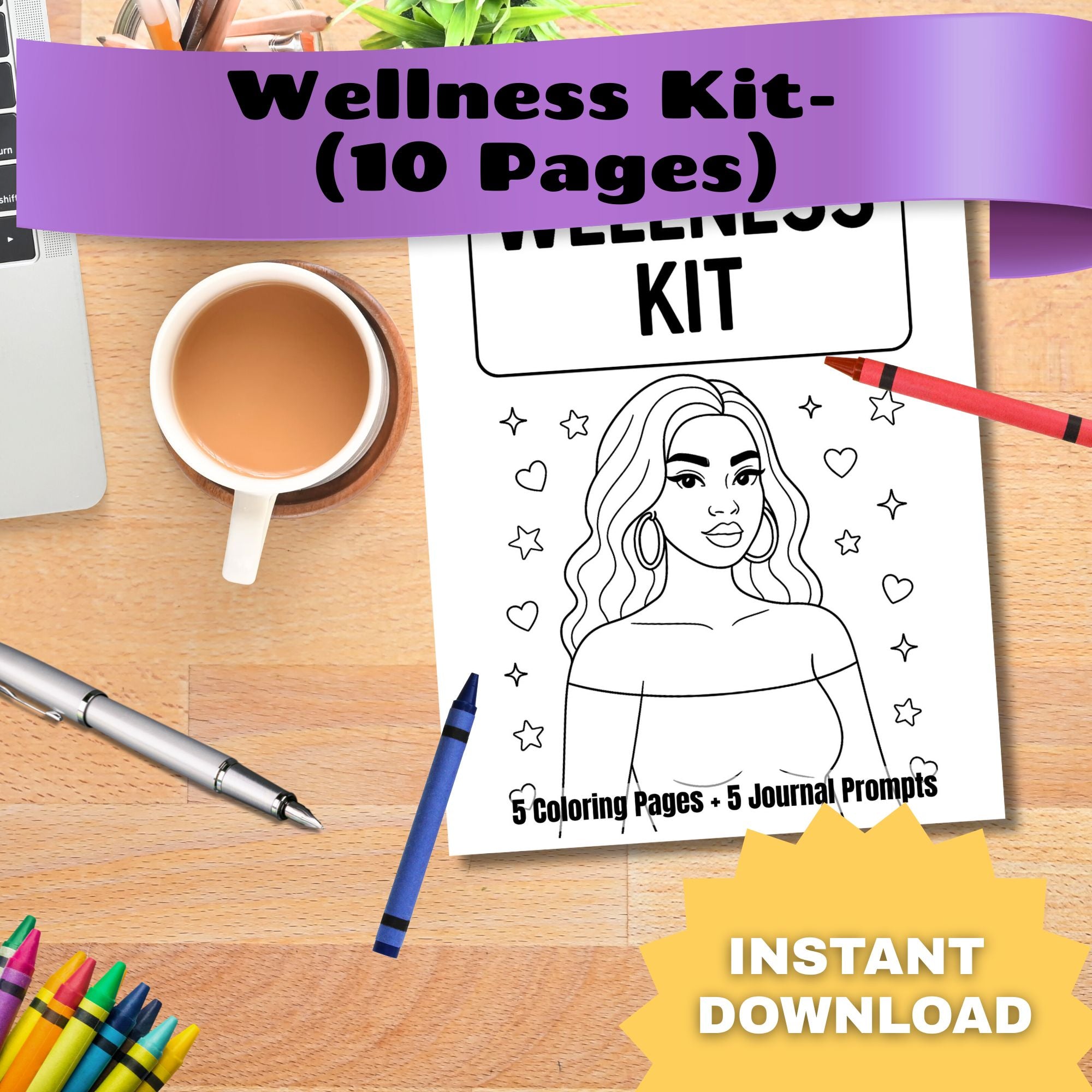 Black Girl Magic Wellness Kit: Affirmation Coloring Pages & Journal (Digital Download)