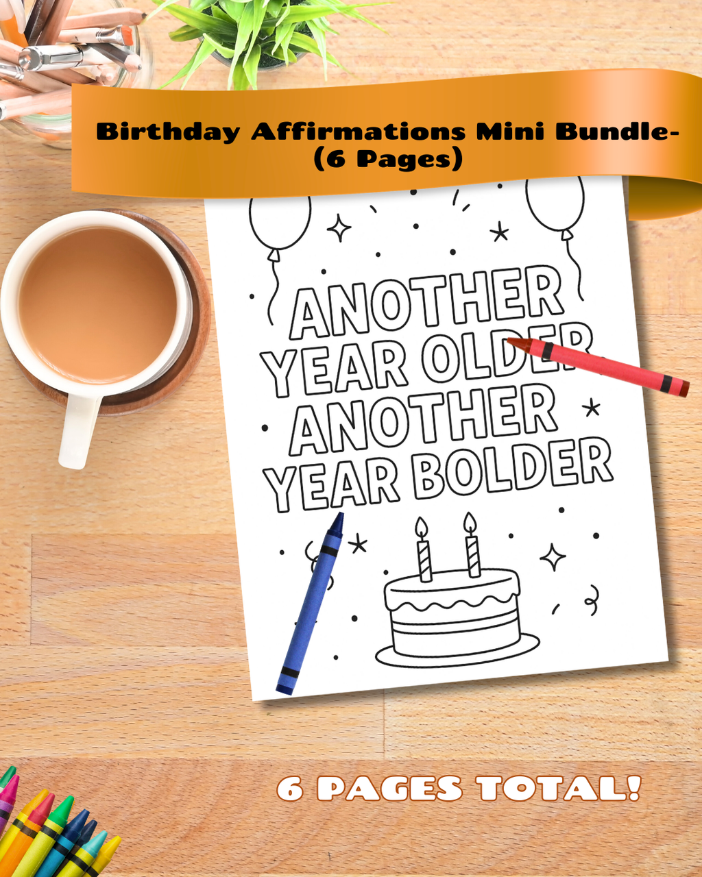 Birthday Affirmation Coloring Pages – Mini Pack (Digital Download)