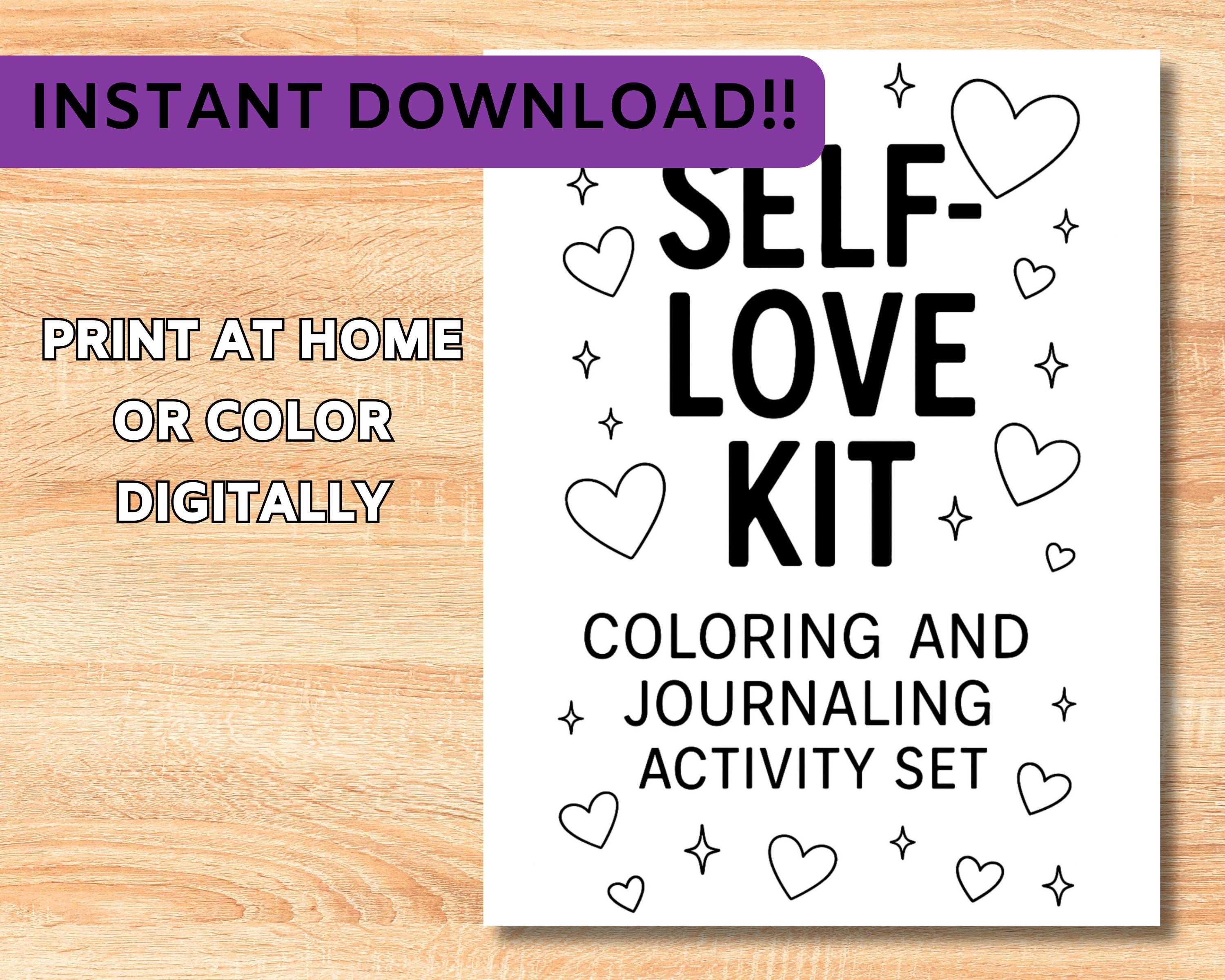 Self-Love Kit: 5 Coloring Pages and 5 Journal Prompts (Printable Digital Download)