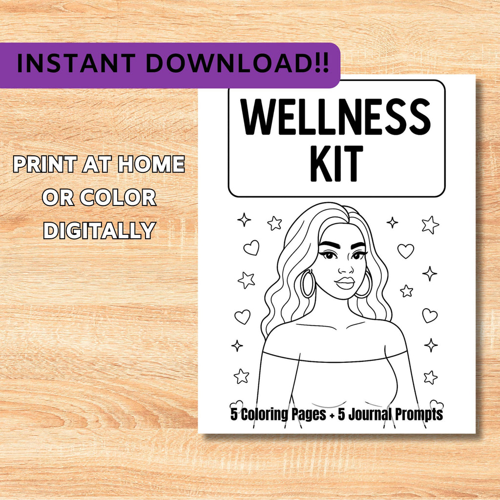 Black Girl Magic Wellness Kit: Affirmation Coloring Pages & Journal (Digital Download)