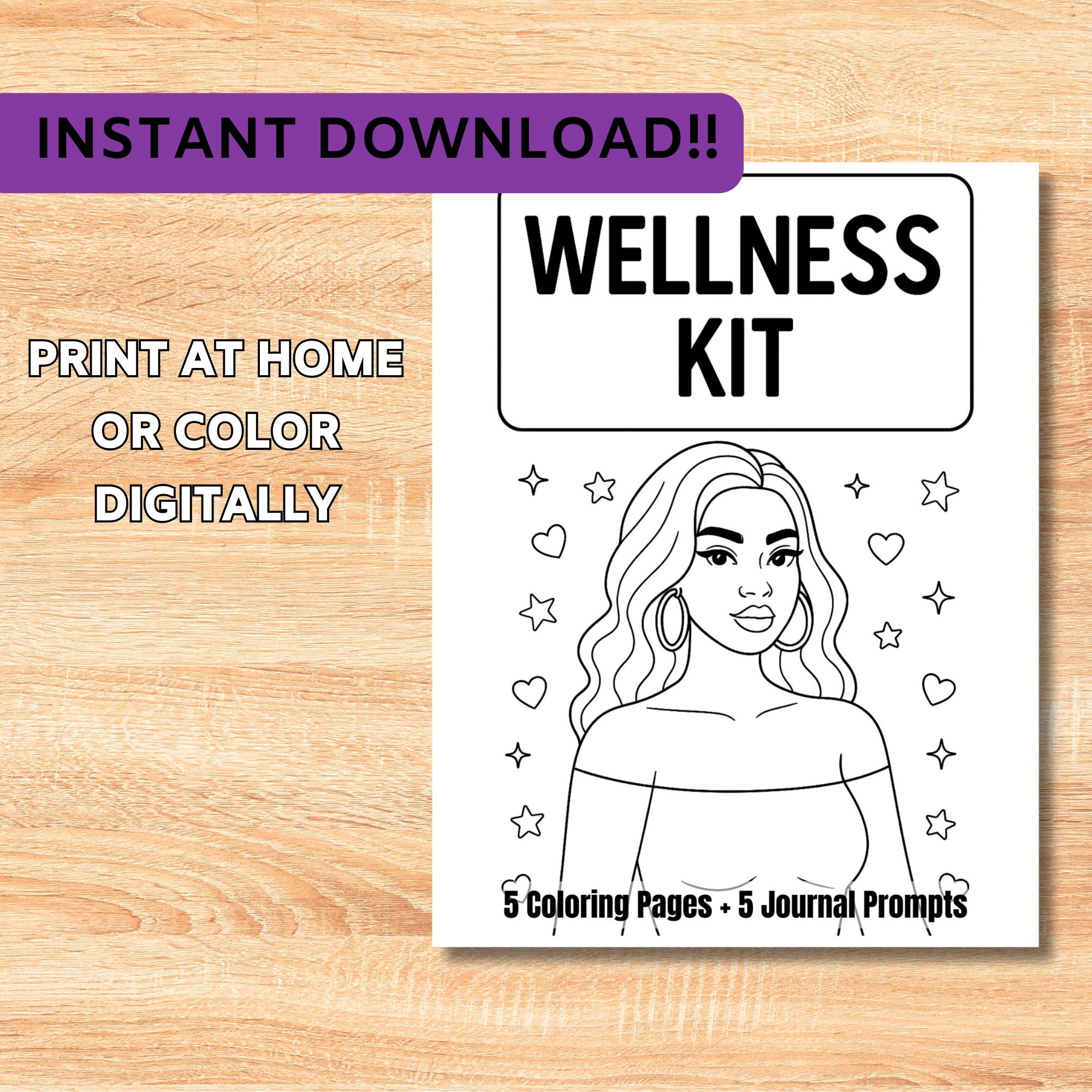Black Girl Magic Wellness Kit: Affirmation Coloring Pages & Journal (Digital Download)