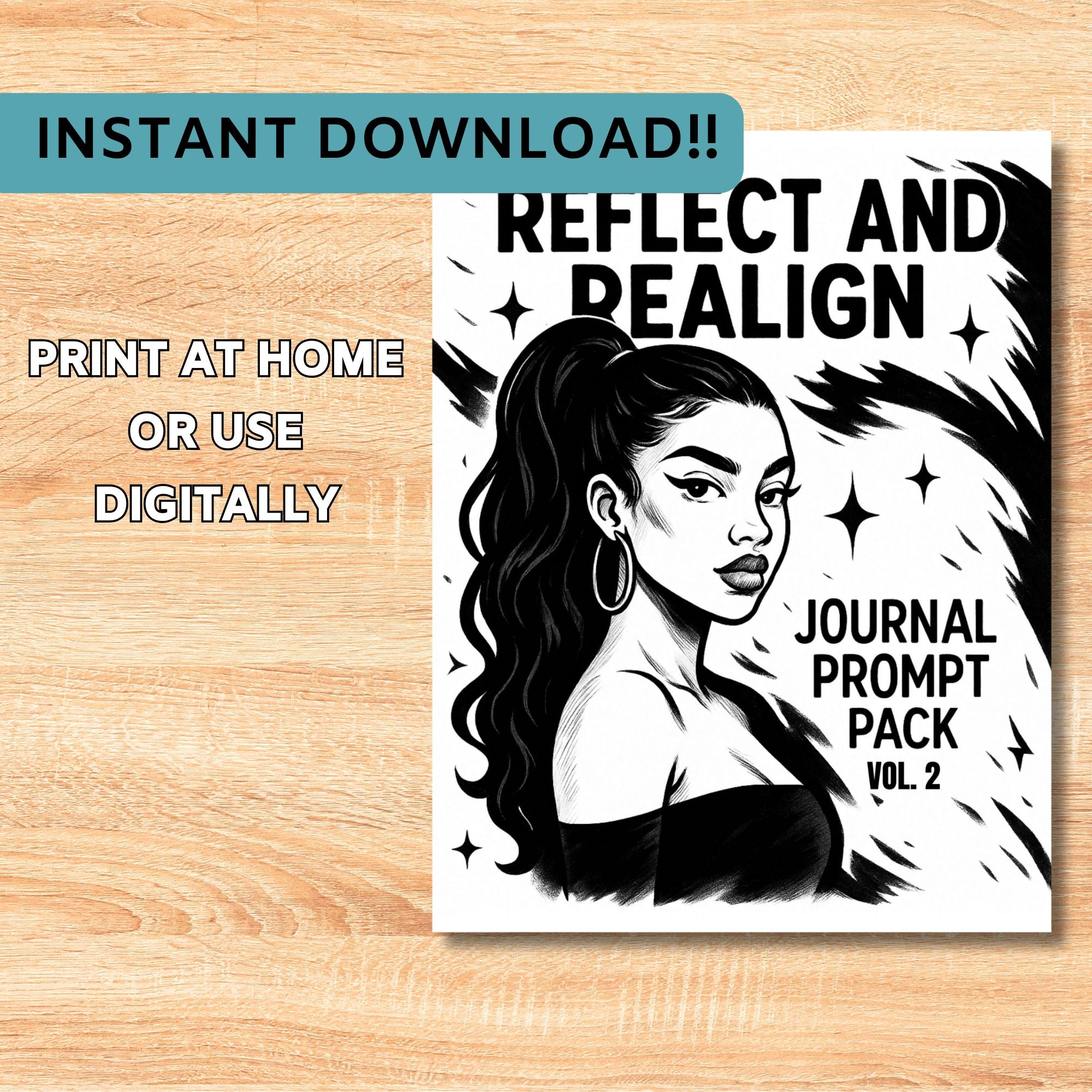 Reflect and Realign: Journal Prompt Pack Volume 2 – Edgy Glow-Up Edition (Digital Download)