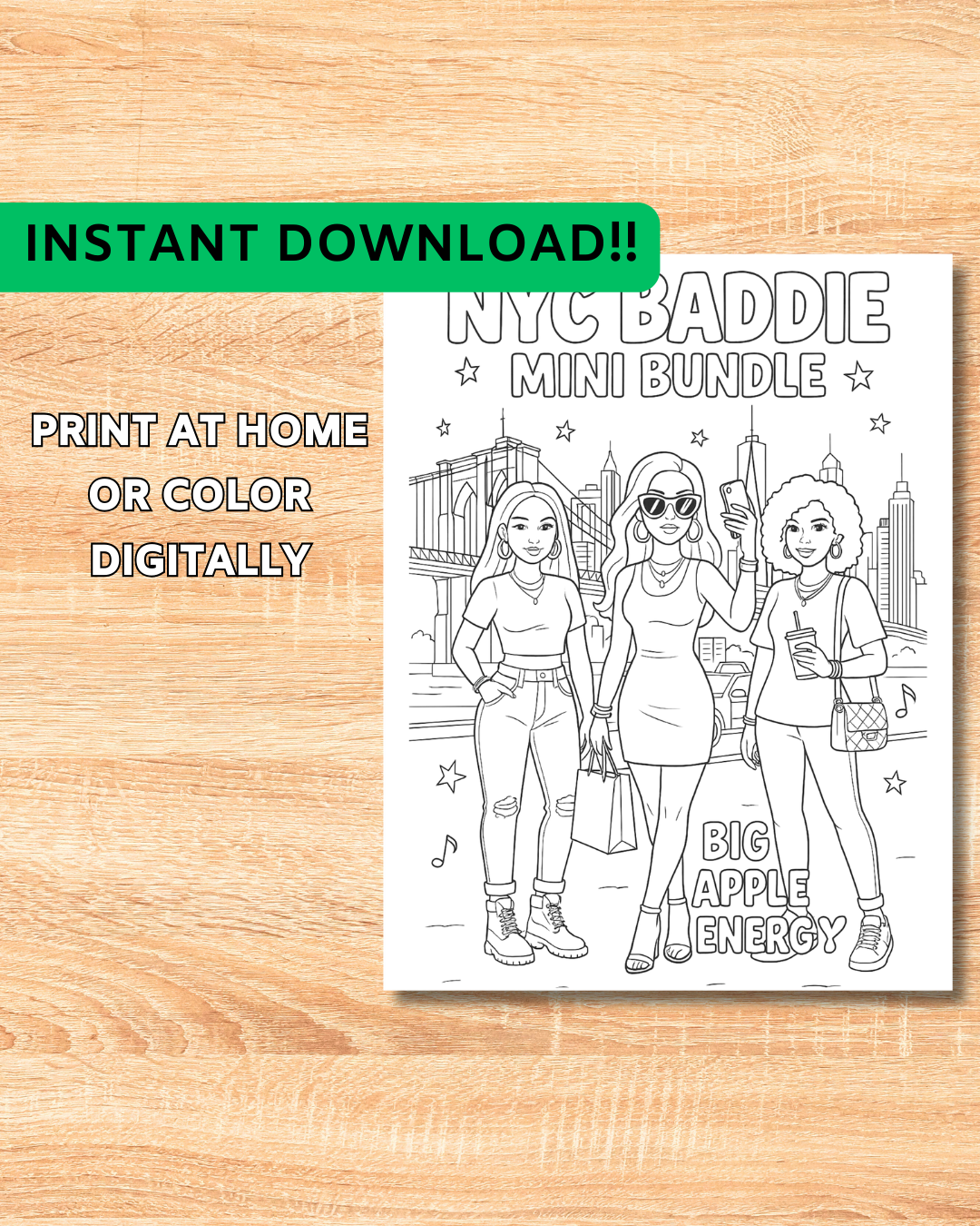 Hometown Baddie Coloring Pages-NYC Edition (Digital Download)