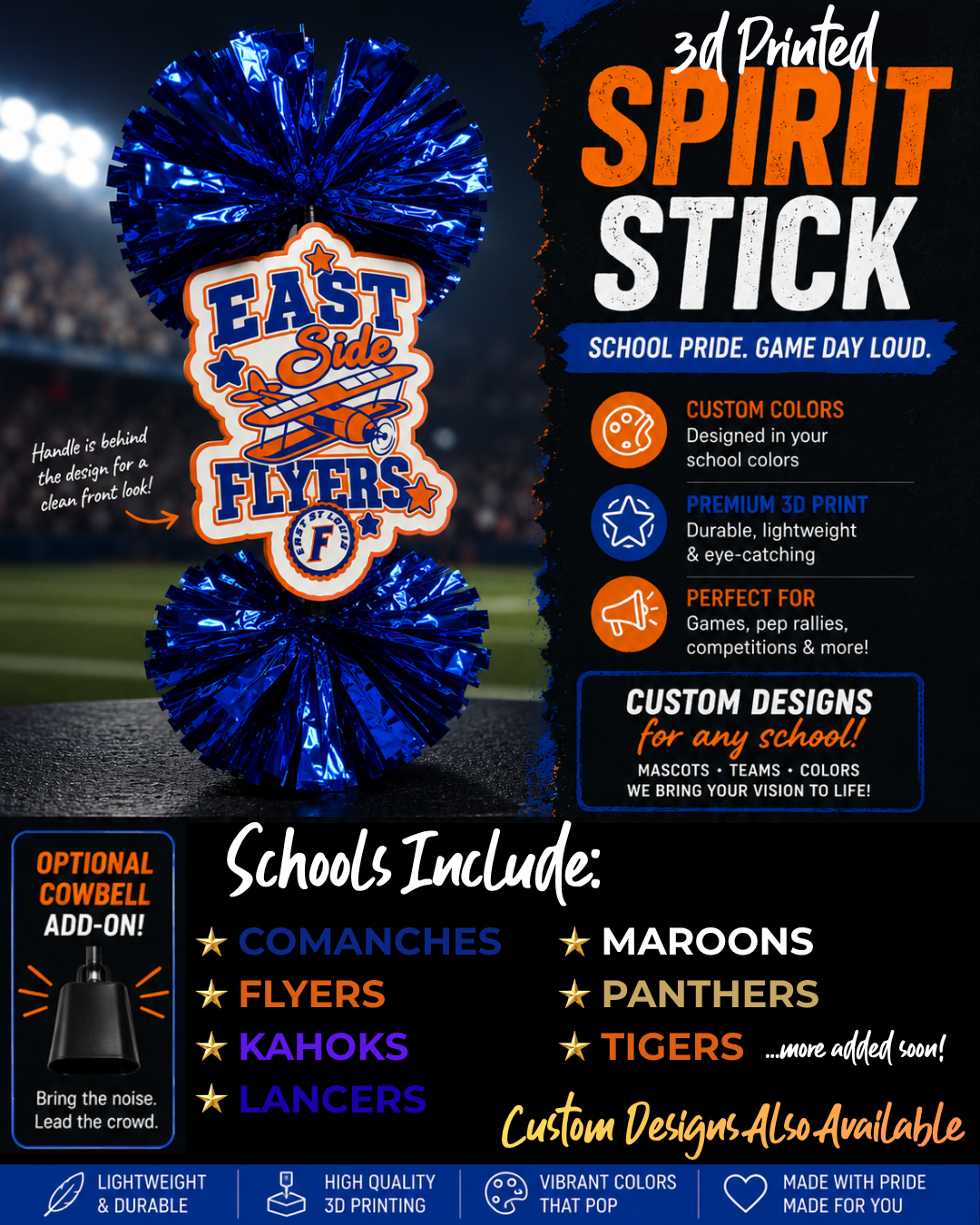 3D Printed School Spirit Stick