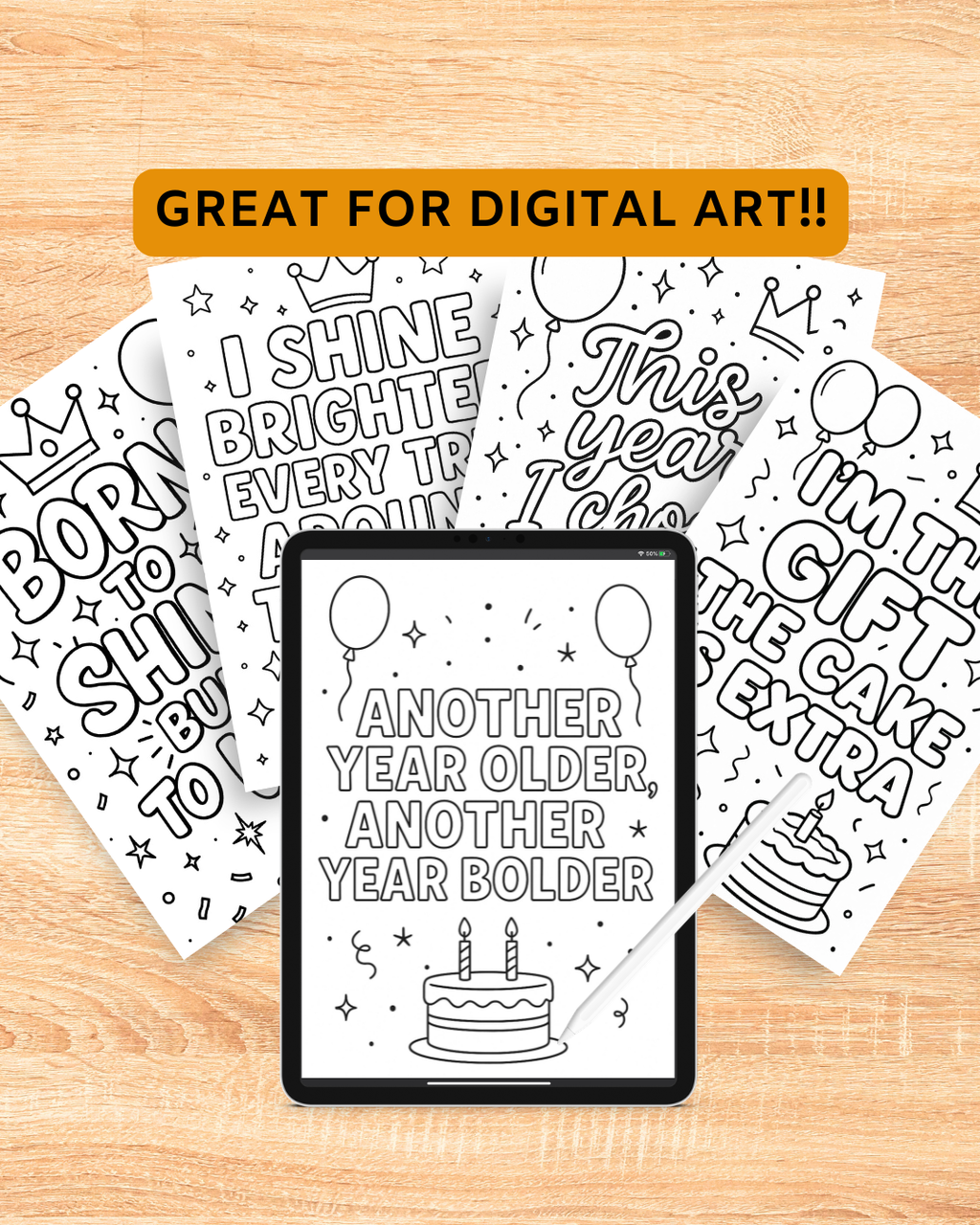 Birthday Affirmation Coloring Pages – Mini Pack (Digital Download)