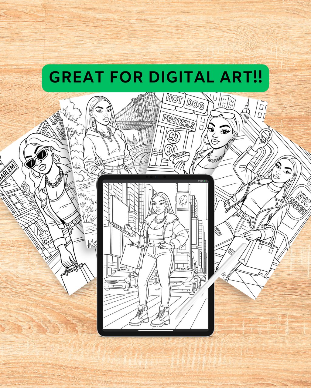 Hometown Baddie Coloring Pages-NYC Edition (Digital Download)