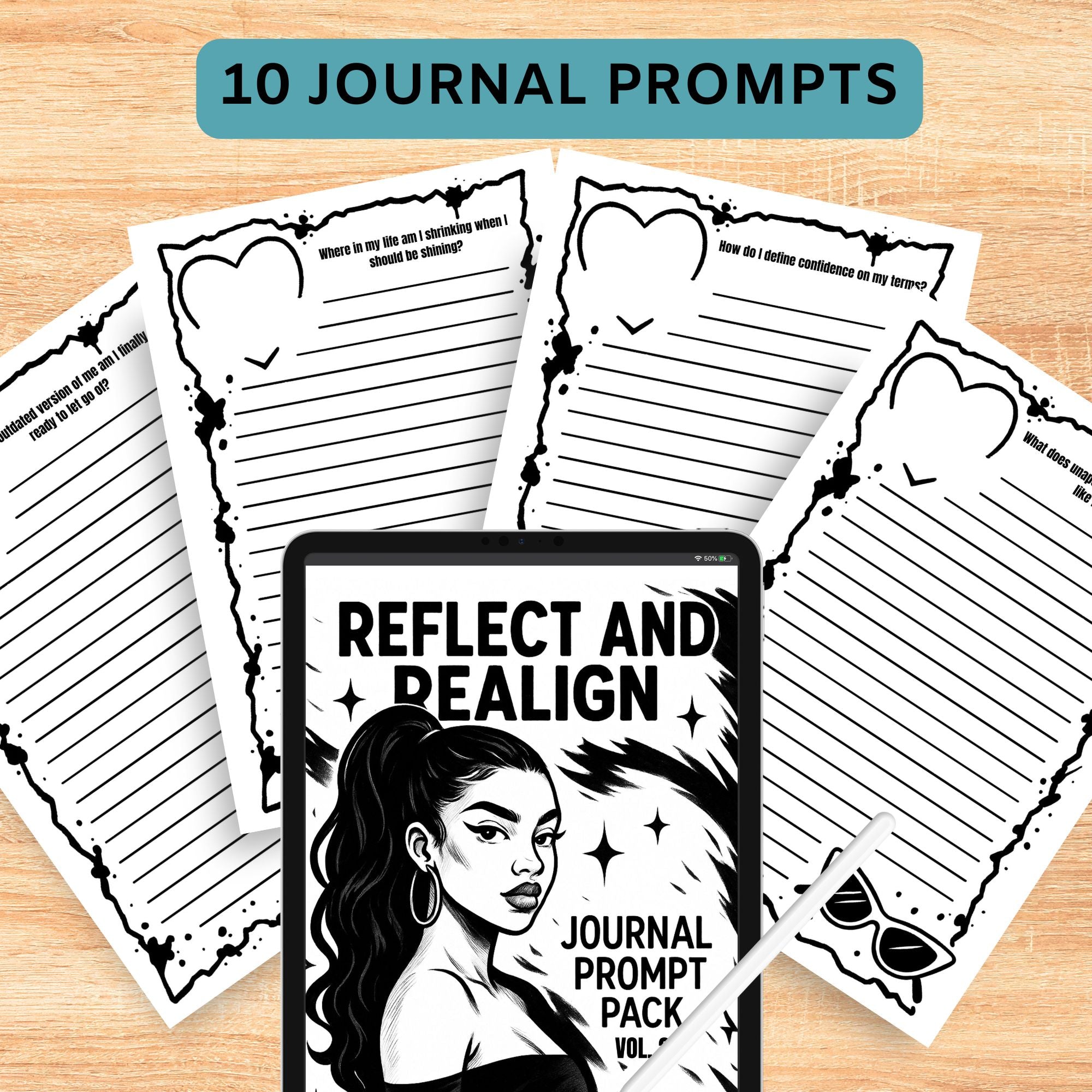 Reflect and Realign: Journal Prompt Pack Volume 2 – Edgy Glow-Up Edition (Digital Download)