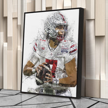 Load image into Gallery viewer, C.J. Stroud Canvas Art – Ohio State Buckeyes Wall Decor

