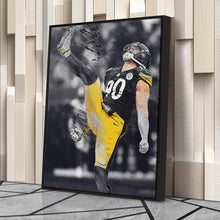 Load image into Gallery viewer, T.J. Watt Canvas Art – Steelers Celebration Wall Decor
