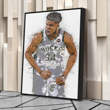 Load image into Gallery viewer, Giannis Antetokounmpo Canvas Art – Milwaukee Bucks Wall Decor
