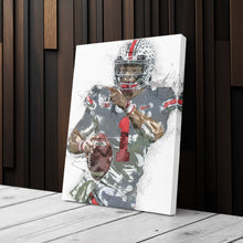 Load image into Gallery viewer, Justin Fields Canvas Art – Ohio State Buckeyes Wall Decor
