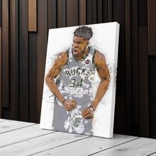 Load image into Gallery viewer, Giannis Antetokounmpo Canvas Art – Milwaukee Bucks Wall Decor
