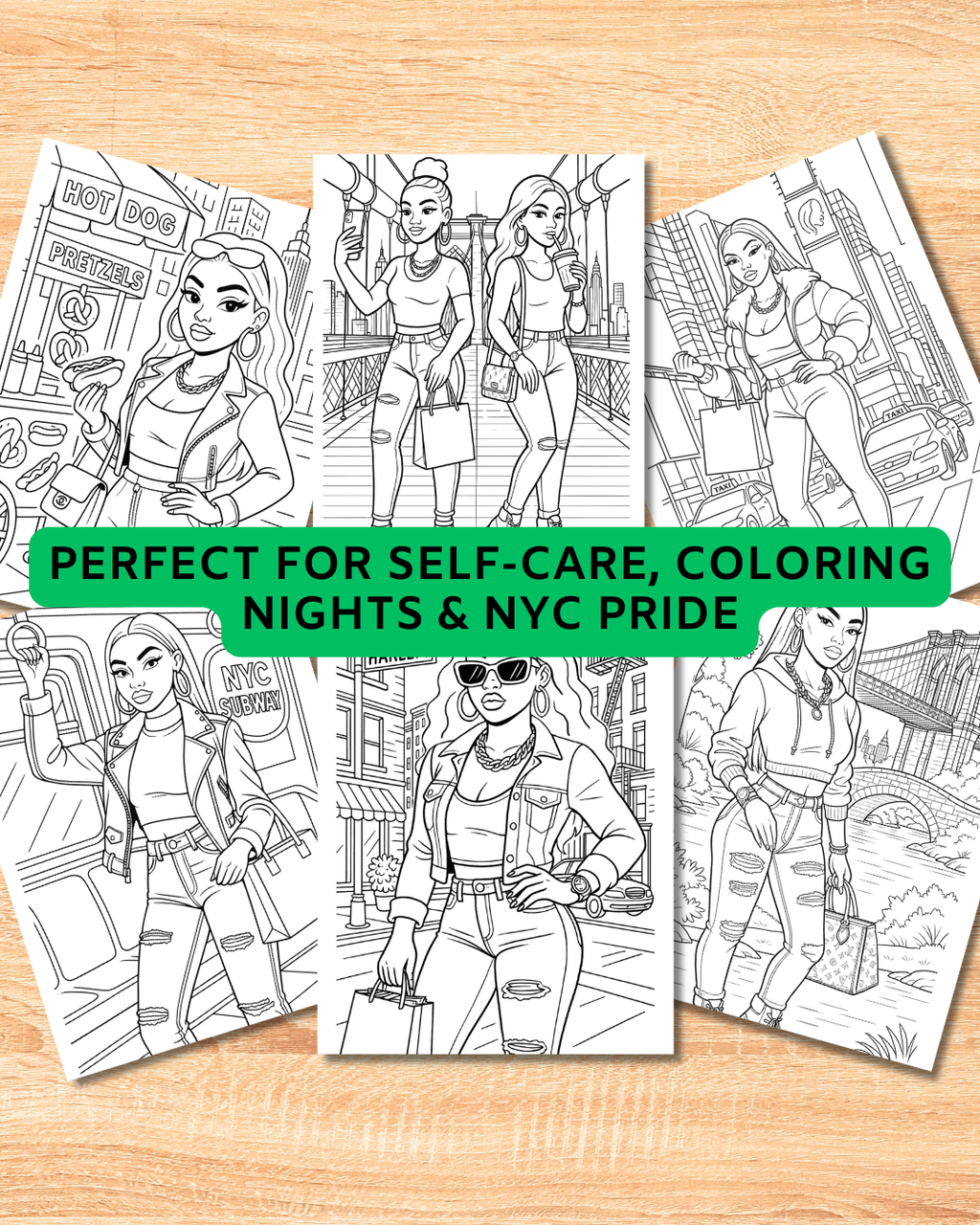 Hometown Baddie Coloring Pages-NYC Edition (Digital Download)