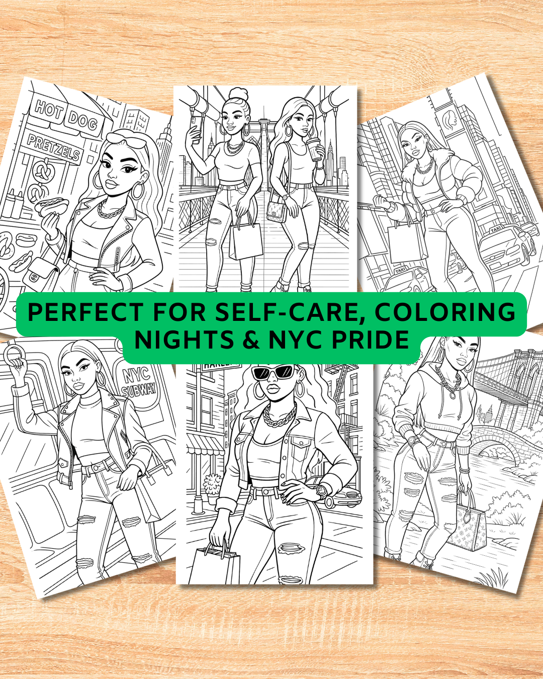 Hometown Baddie Coloring Pages-NYC Edition (Digital Download)